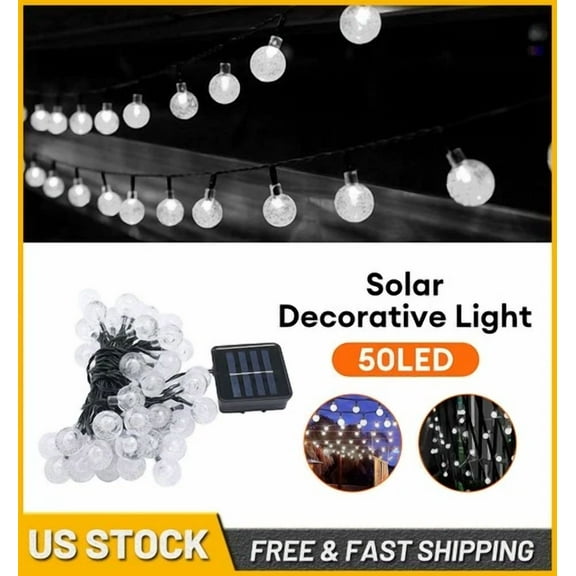 23Ft 50 Led Outdoor Solar Powered String Lights For Patio Yard Porch Party Decor