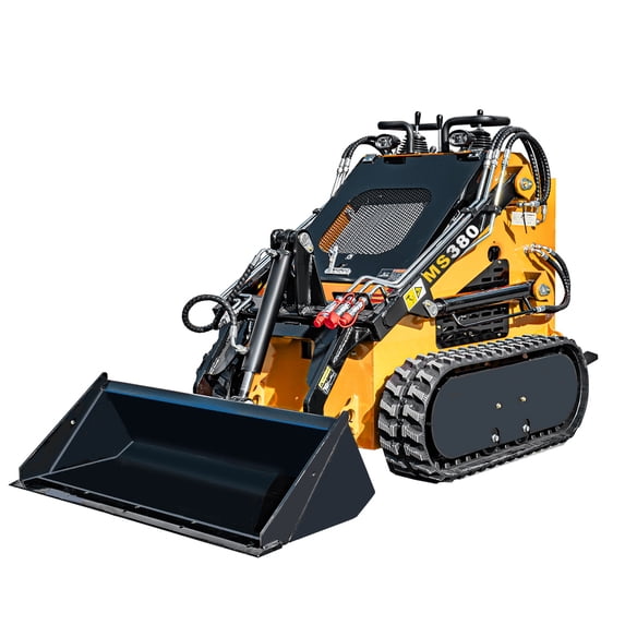 23HP Mini Skid Steer Loader 739cc GAS Engine, Dual-cylinder, MMS Multi-functional Stand-On Mini Skid Steer Parallel Track Loader with Bucket