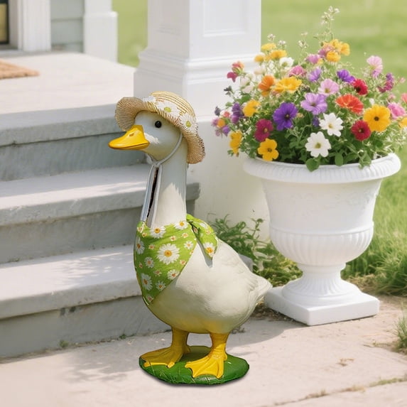 23In Porch Goose Costume Set Green Pastoral Style Statue Decoration for Entrance Area Garden Ornament and Festive Yard Atmosphere