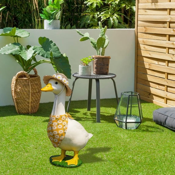 23In Porch Goose Costume Set Yellow Pastoral Style Statue Decoration for Entrance Area Garden Ornament and Festive Yard Atmosphere