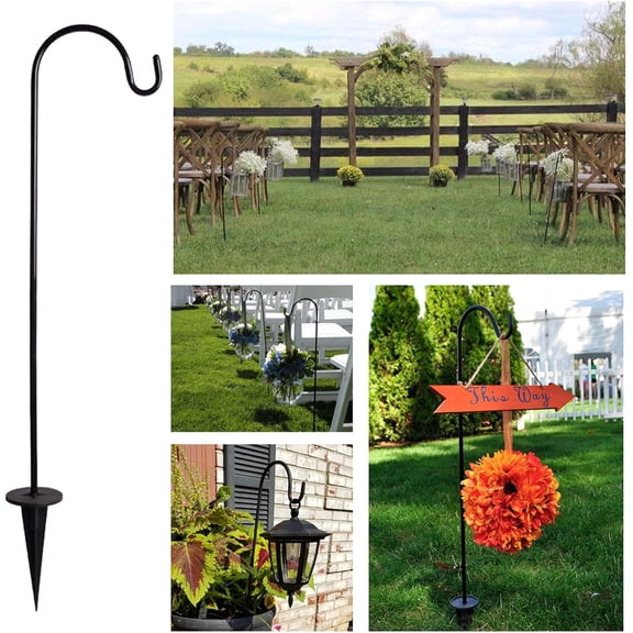 23Inch Adjustable Outdoor Shepherds Hook, Heavy Duty Rust-Resistant Metal Hanging Hook Lanterns Plants Stake Plants Lanterns Hanging Stake For Bird Feeders, Solar Lights, Garden Decor, Flower Pots