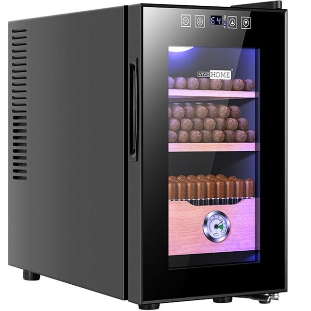 23L Electric Humidor Cigar Cooler w/ Spanish Cedar Wood Shelves, 150