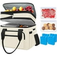 thumbnail image 1 of 23L Extra Large Expandable Insulated Cooler Lunch Box for Men Double Deck Leakproof Heavy Duty Lunch Bag with 4 Ice Packs&2 Snack Bags for Adult/Construction/Women/Work/Picnic/Camping - Beige, 1 of 15
