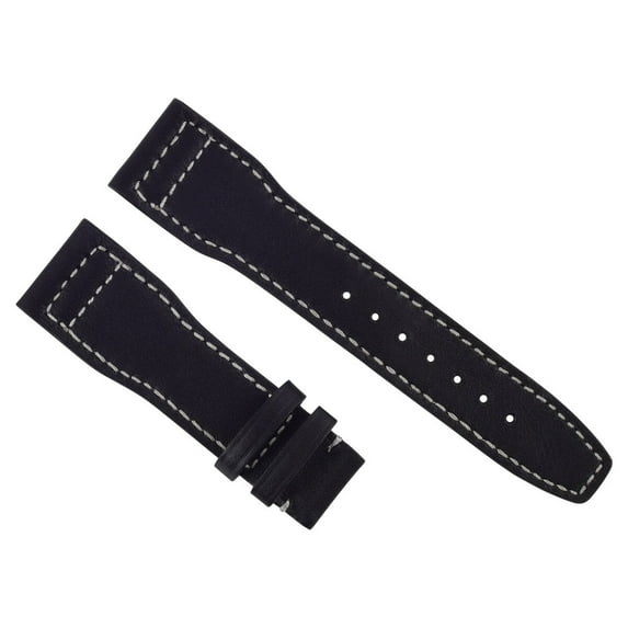 23MM CALF LEATHER STRAP WATCH BAND CLASP FOR IWC PILOT PORTUGUESE WATCH BLACK WS