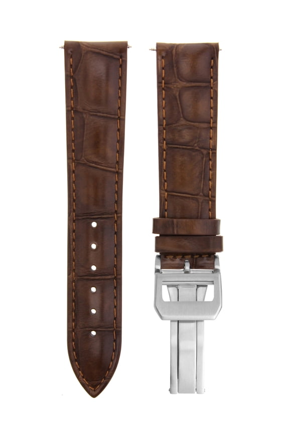23MM LEATHER WATCH BAND STRAP FOR IWC PILOT PORTUGUESE DEPLOYMENT CLASP L/BROWN