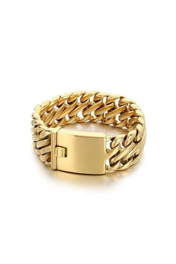 23MM Punk 14K Yellow Gold Braid Curb Cuban Necklace Bracelet Men Women Hiphop Rock Biker Bike Chain Bracelets Jewelry