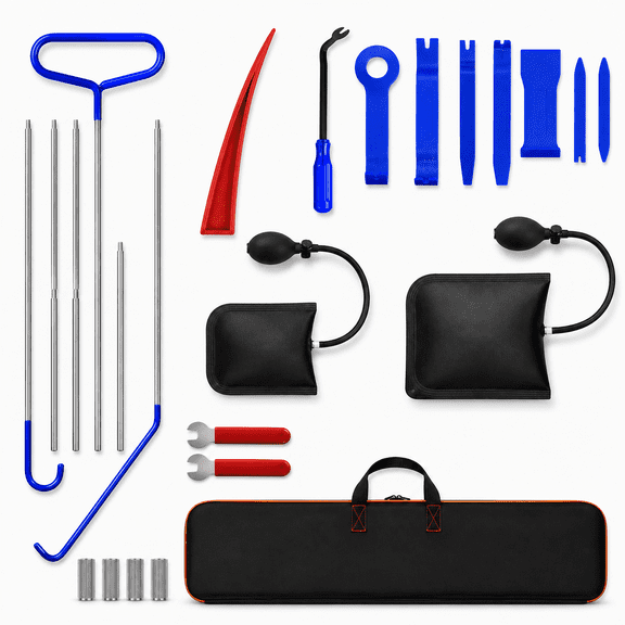 23PCS Car Lockout Kit with Air Wedge Pump, 67 Inch Long Reach Tool, Professional Emergency Automotive Tool Set