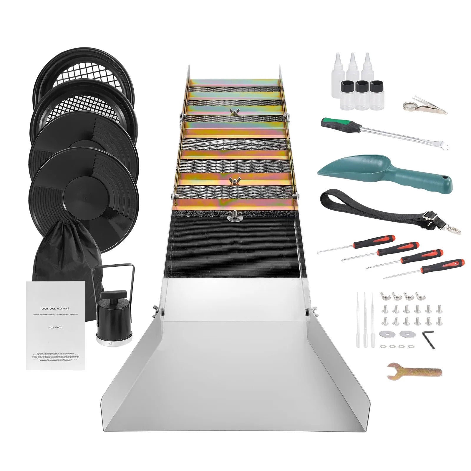 23PCS Complete Gold Mining Kit, Folding 50 inch Gold Sluice Box, Gold ...