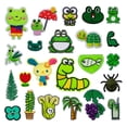 thumbnail image 1 of 23PCS Green Cute Cartoon Iron On Patch Set – Frog, Leaf, Animal & Nature Embroidered Appliques for DIY Clothes & Crafts, 1 of 2