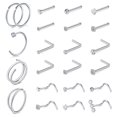 thumbnail image 1 of 23PCS Nose Rings Piercings Jewelry Nose Rings Hoops L Shape Nose Studs Screw, 1 of 3