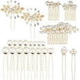 thumbnail image 1 of 23Pcs Bridal Pearl Gold Hair Clips, STONCEL Wedding Flower Leaf Rhinestone Hair Pins, Bride Hair Combs Accessories U-shaped Hair Barrettes Headpieces for Bridesmaid Party Women Girl, 1 of 7