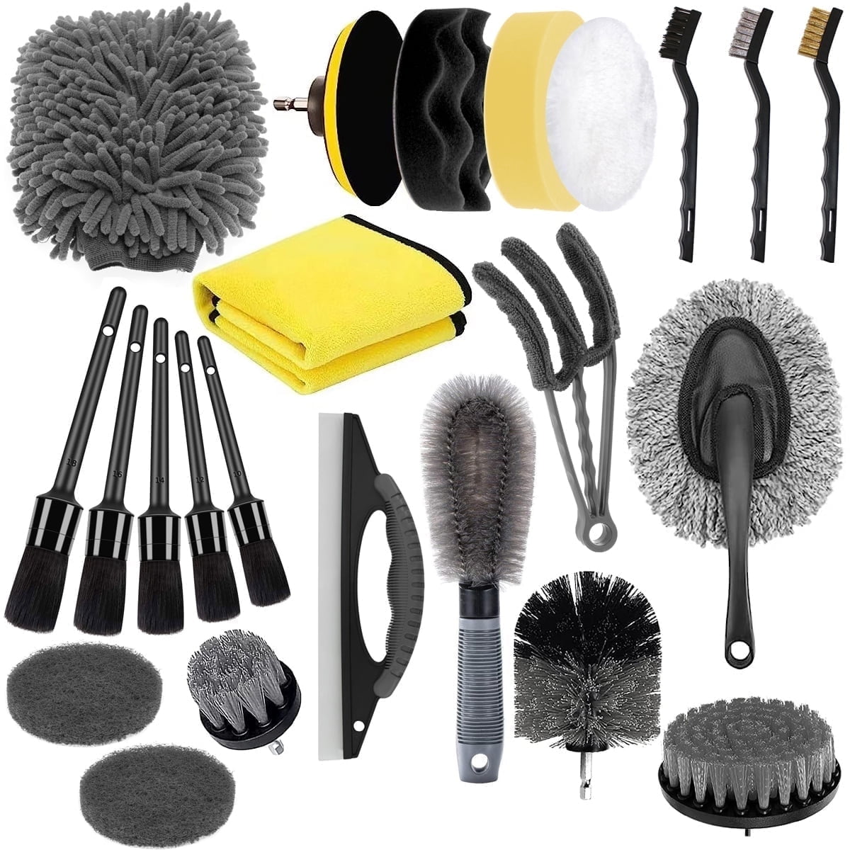 23Pcs Car Detailing Brush Set, Wheel Brush Auto Detailing Brushes, Car Tire Brush Kit, Windshield Cleaning Tool, Car Wash kit, Interior and Exterior Detailing kit