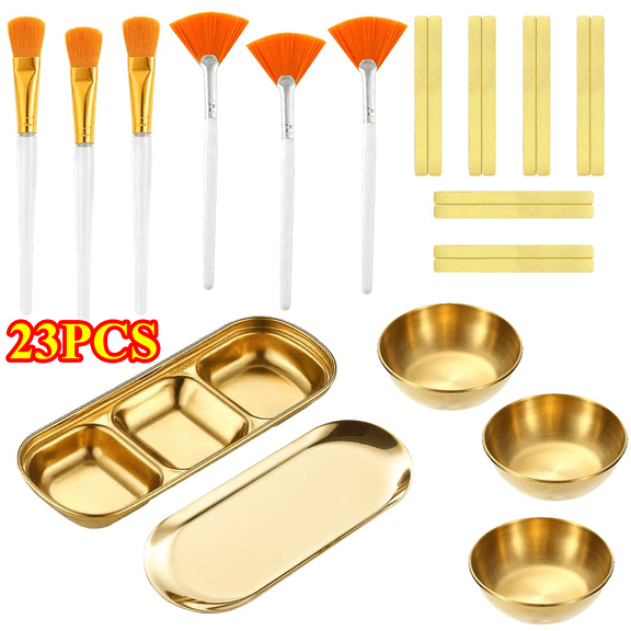 23Pcs Esthetician Facial Mask Tool Set, Stainless Steel Mixing Bowls Mask Brushes Compressed Sponges