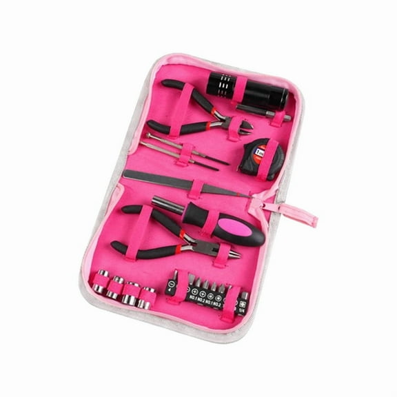 23Pcs Household Repair Tool Kit, Multifunctional Pink Home Hand Set, Portable Women for DIY