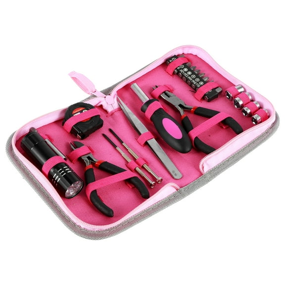 23Pcs Household Repair Tool Kit Multifunctional Pink Home Hand Tool Set with Storage Bag Portable Women Repair Tool Combination Set with for DIY Home Repair