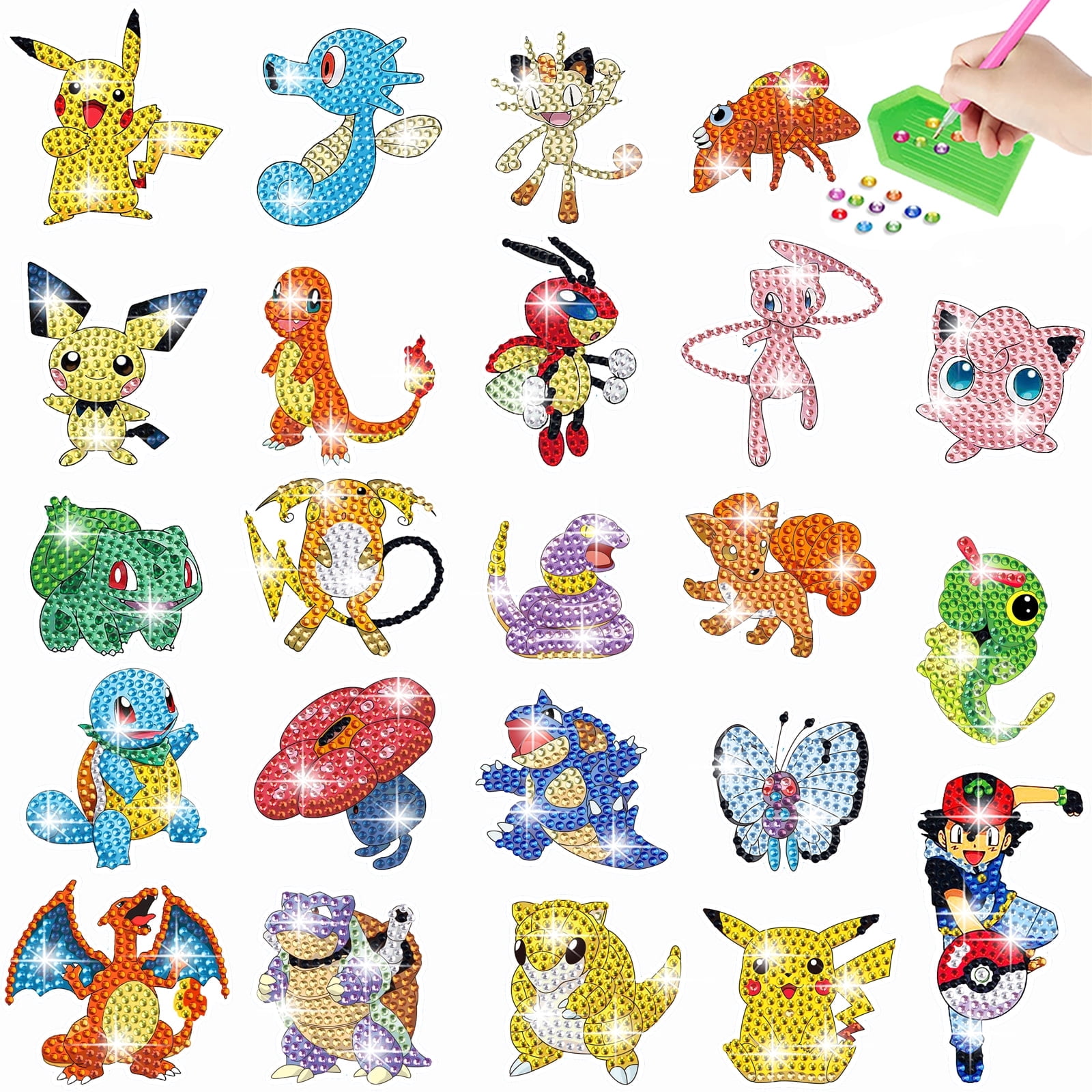 CRAZE Diamondz Diamond Painting Sticker Craft Set - 3 Kits, 12 Templates, For Kids & Adults