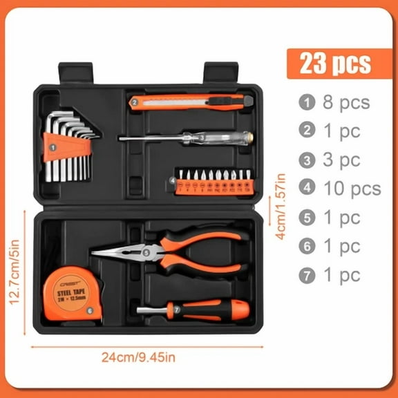 23Pcs Tool Set Household Tools Kit Industrial Hand Tools Portable Carrying Case