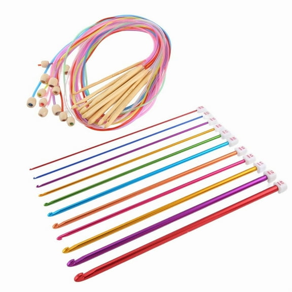 23Pcs Tunisian Crochet Hook Set Include Plastic Cable Afghan Crochet Hook and Tunisian Afghan Aluminum Knitting Needles