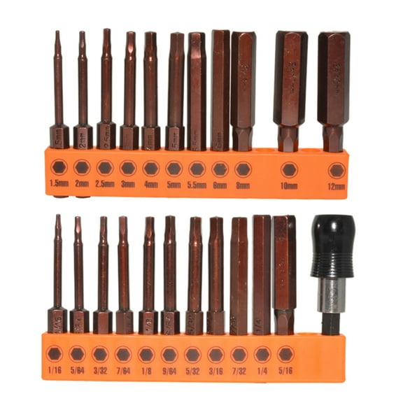 23Pcs/set Drill Bit Hex Head Steel Hex Bit Set 60mm Long Screwdriver Bit Allen Wrenches Drill Bit Set