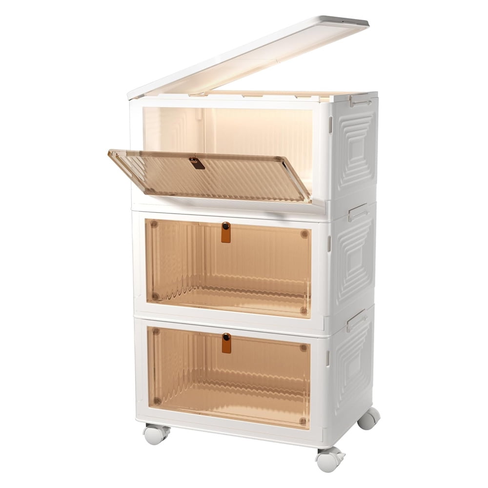 23Qt Storage Bins with Lid, 3 Pack Plastic Storage Bins with Wheels