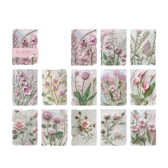 23Sheets Embossed Flower Leaf Paper Textured Decoration Paper for Scrapbooking Journal Card Making Handmade Invitation