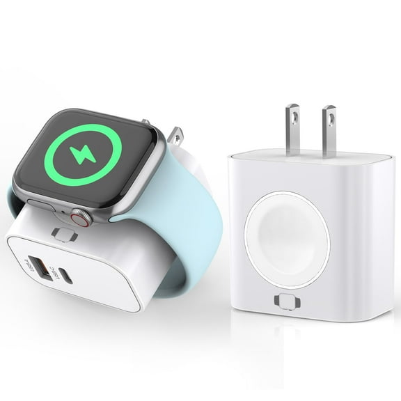 23W for Apple Watch Charger,3 in 1 Apple Block 2Pack Dual Port(USB-C+USB-A)Fast Wall Plug with Wireless Magnetic Watch Charger Compatible with iWatch Ultra/SE/10/9/8,iPhone 16/15/14 C80