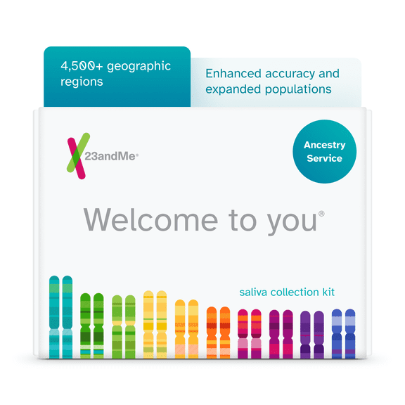 23andMe Ancestry Service - DNA Test Kit, Personalized Genetic Legacy, 4,500+ Geographic Regions, Ancestry Test, Family Tree, DNA Relative Finder, Origins, Ethnicities, Traits, Ancestry Reports
