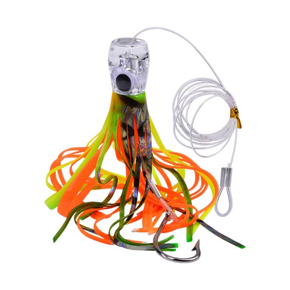 23cm/96g Fishing Lure Simulated Bright Color Sharp Hook Vivid Eyes Multi-colors Sea Boat Trolling Soft Octopus Squid Skirt Bait Fishing Supplies