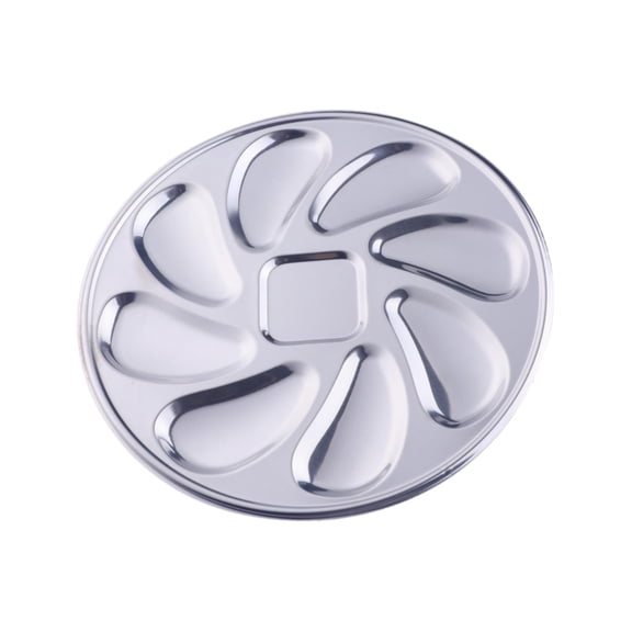 23cm Oyster Grill Pan Tray with 8 Shell Slots for Restaurant Multifunctional Silvery
