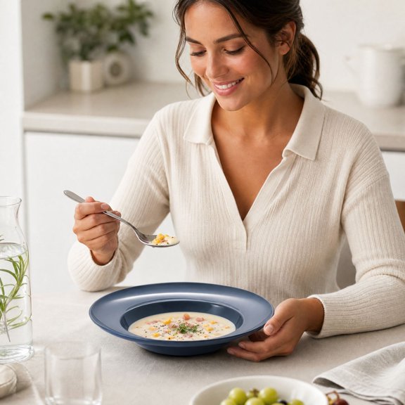 23cm Pasta Bowl Wide Rim Soup Bowl, 4.5cm Deep Hat Shaped Dinner Bowl, Safe for Home Restaurant, Versatile Use, Durable Material, Elegant Presentation, Ideal for Home Use, Easy to Clean, 23x23x4.5cm