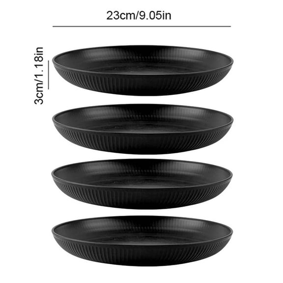 23cm Round Salad Dessert Dinner Plate Stackable Unbreakable Reusable 4Pcs Wheat Straw Dish Microwave Safe Fruit Plate for Dining