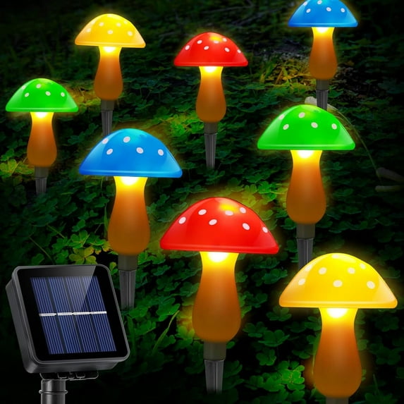 23ft Outdoor Solar Garden Lights,8 Modes Solar Landscape Light with Mushroom,Waterproof Solar Lights Outdoor for Outdoor Patio Yard Garden Landscape Decoration,8 Pack