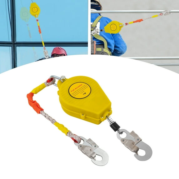 23ft Self Retracting Lifeline Lanyard Fall Arrester Protection+Hook Rope 330lbs Safety Fall Arrester