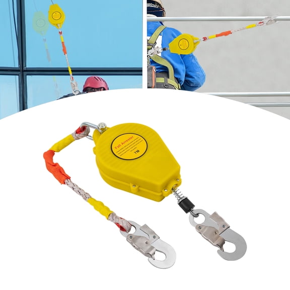 23ft Self Retracting Lifeline Lanyard Fall Arrester Protection&Hook Rope 330lbs for Engineering Construction