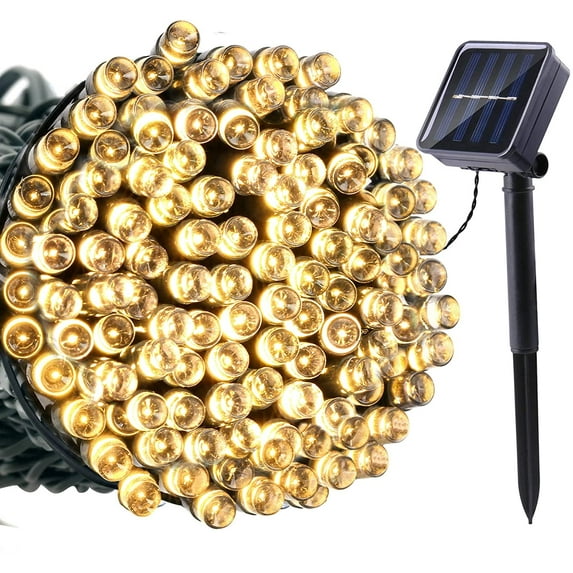 23ft Solar Christmas String Lights 50LEDs 8 Modes Waterproof String Fairy Lights for Christmas Holiday Garden Decorations, Warm White