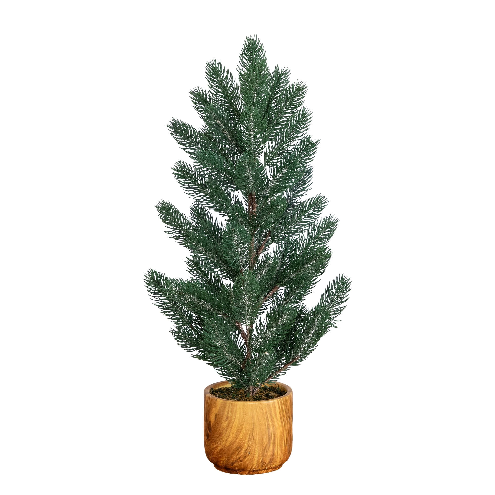 23in. Artificial Christmas Pine Tree in Decorative Wood Planter