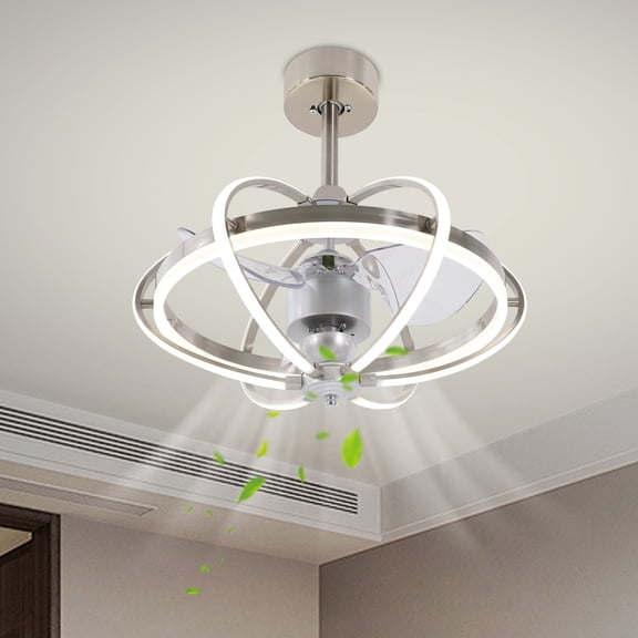 23in Ceiling Fan Light w/ Remote Control, Farmhouse Bedroom Fan Light Fixture, 6 Speed Adjustable Chandelier