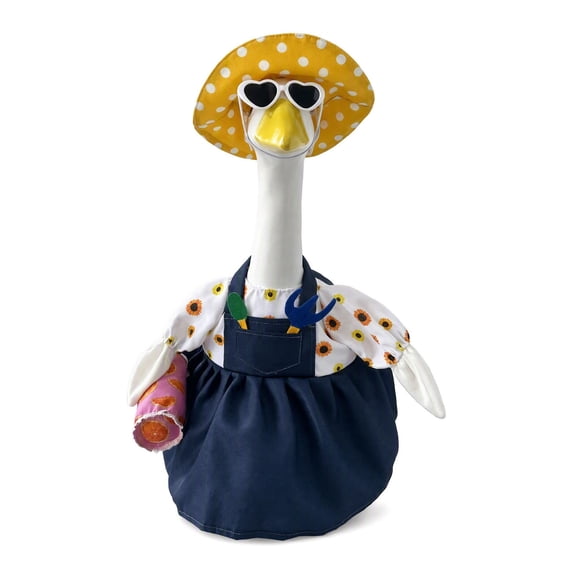 23in Fall Sunflower Goose Outfits - Goose Clothes with Straw Hat - Farmhouse Lawn Goose Costume for Yard Garden & Patio Outdoor Decor - Akmoler
