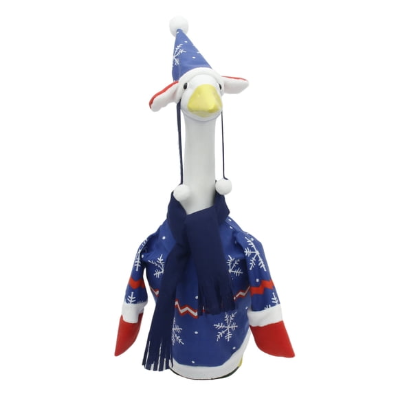 23in Porch Goose Winter Outfits, Christmas Gooses Clothes with Blue Sweater Scarf & Hat for Garden Yard Patio Decor