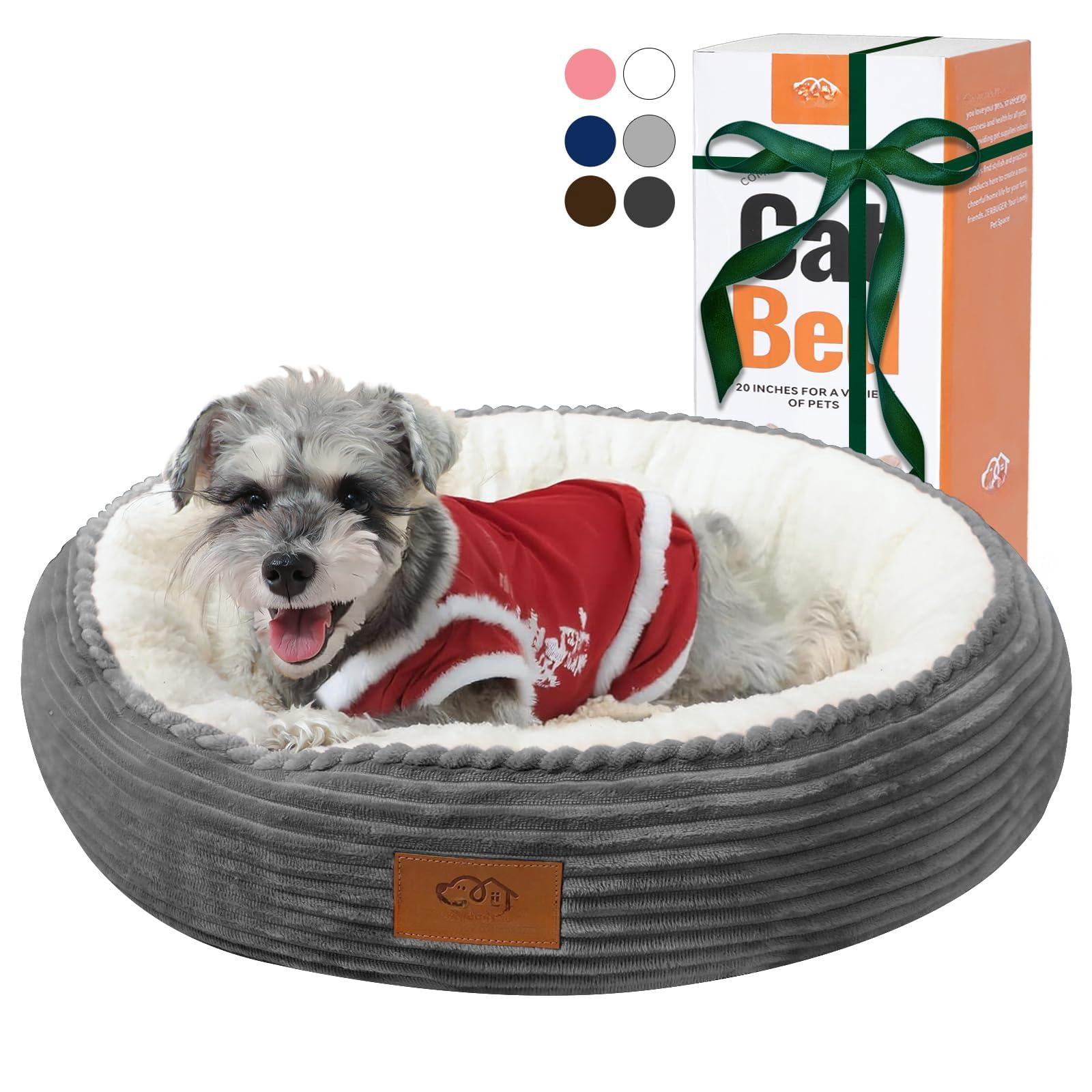 23in Round Cat Dog Bed For Large Medium Small Dogs Cats  Machine Washable Sleeping Sofa Non-slip Bottom Breathable Soft Calming Pet Cuddler Indoor/outdoor/car/cage Dark Grey