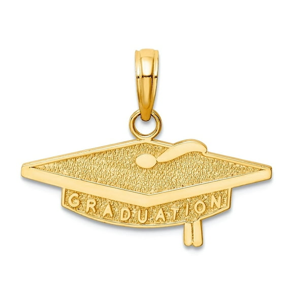 23mm 10k Solid Yellow Gold Graduation Charm Pendant Necklace for Women - 1.2 Grams