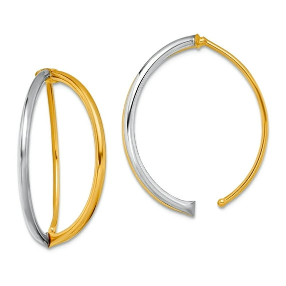 14k With Rhodium Dangle Threader Earrings 25.5x23mm Wide Dangle Earring for Women - 1.4 Grams
