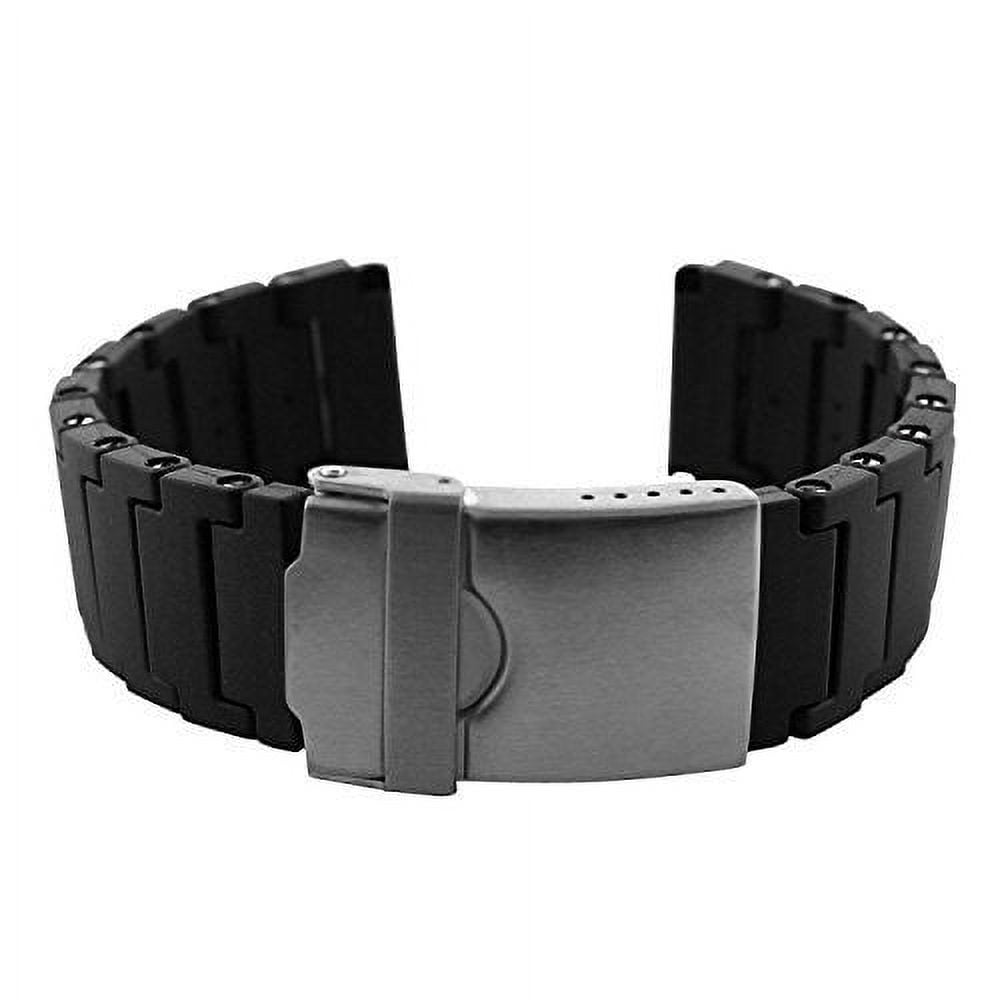 23mm Black Polyurethane Rubber Link Bracelet Watch Band Luminox