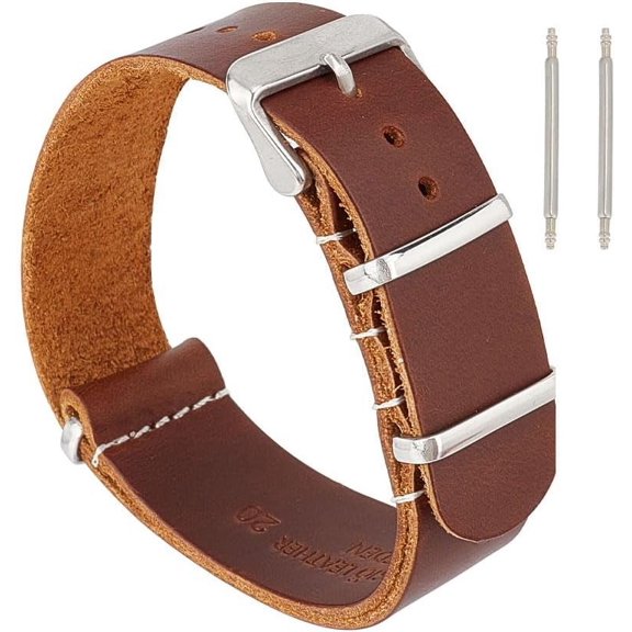 23mm Genuine Leather Wristwatch Strap Replacement Coconut Brown Leather Strap Timepiece Bracelet Accessories Replacement Watch Strap with Metal Clasp