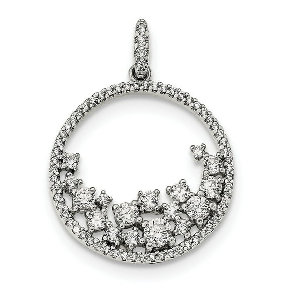 23mm Sterling Silver Cubic Zirconia Circle Pendant