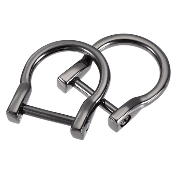 23mm U Shape Horseshoe D-Rings Zinc Alloy Electroplated Black 4 Pack