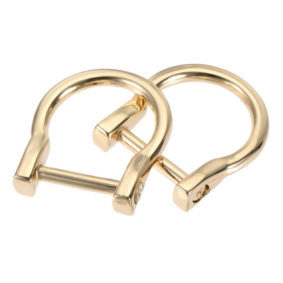 23mm U Shape Horseshoe D-Rings Zinc Alloy Electroplated Gold Tone 2 Pack