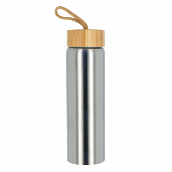 23oz Beille Chrome Glass BPA Free Water Bottle with Bamboo Lid Hydration Health and Beauty