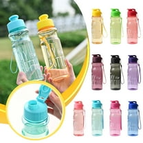 23oz Clear Water Bottle, 650ml with Lid Sports Water Bottle, Leak Proof Water Bottle, Water Bottle for School, Office, Outdoors, Pink