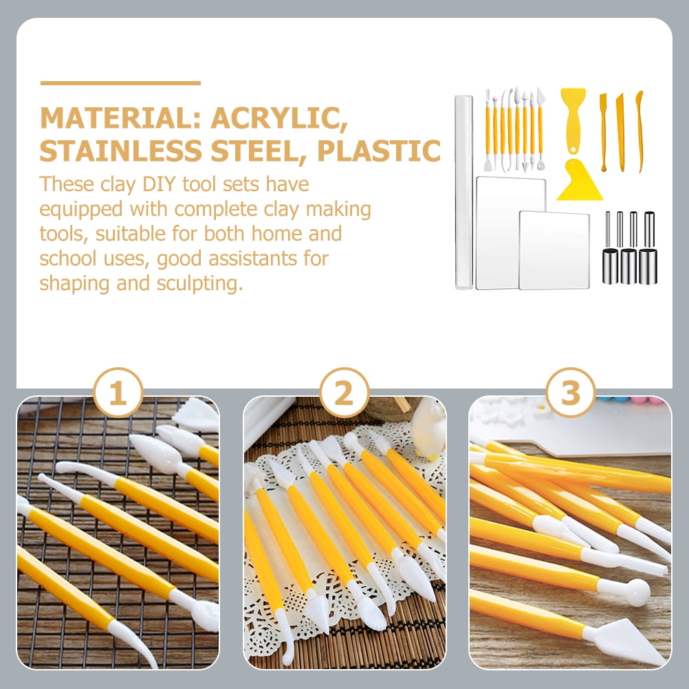 23pcs Clay Tools Set Acrylic Clay Roller Polymer Clay Shaping and Sculpting Tools